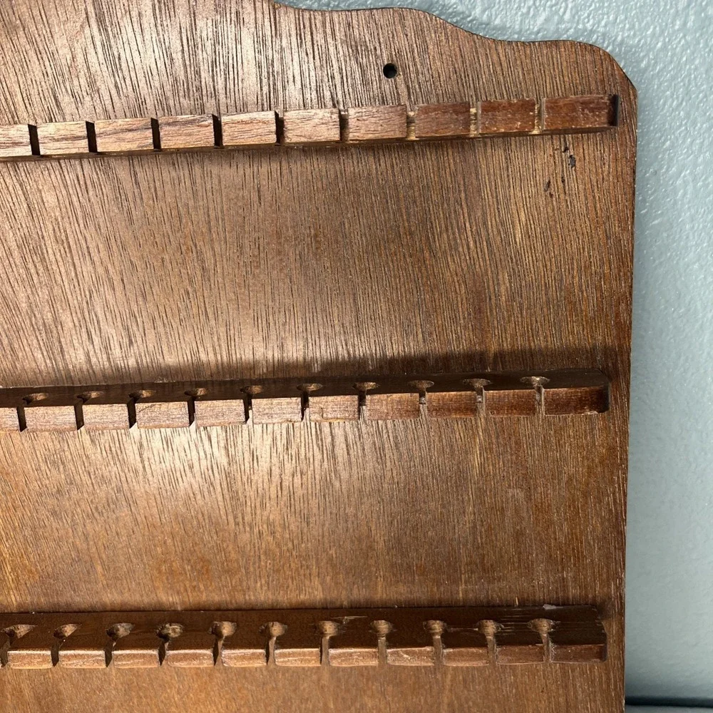 Vintage Wooden Wall Mount Souvenir Spoon Display Rack 16